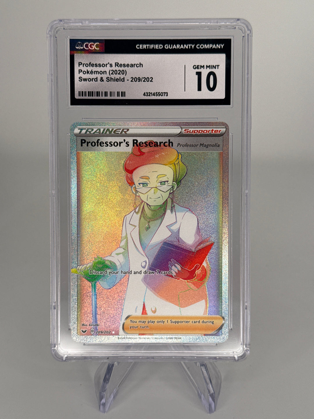 Pokemon TCG 2020 Professor's Research Sword & Shield Rainbow Rare3 Trainer, 209/202, CGC 10 Gem Mint
