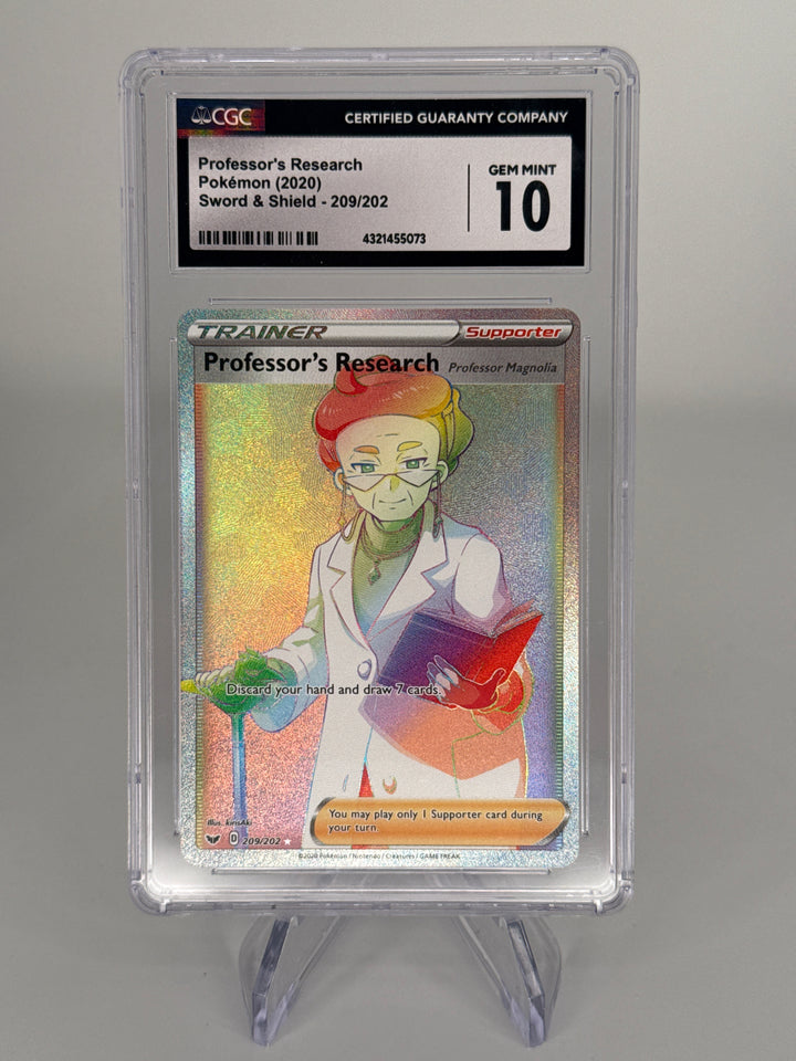 Pokemon TCG 2020 Professor's Research Sword & Shield Rainbow Rare3 Trainer, 209/202, CGC 10 Gem Mint