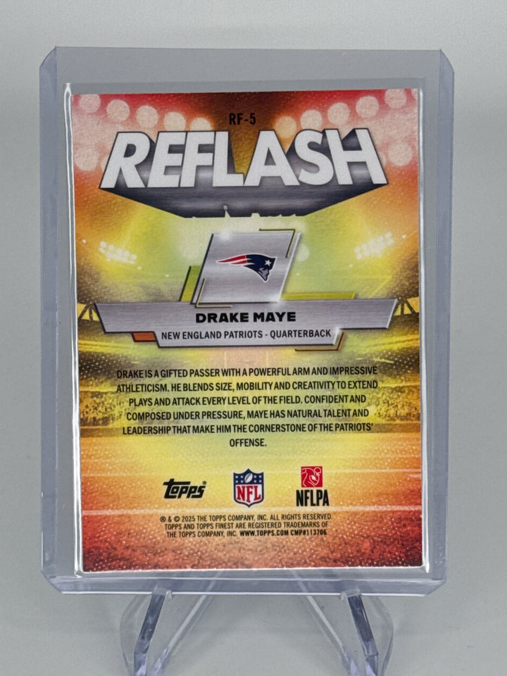 Drake Maye 2025 Topps Finest Reflash Sky Blue Refractor, 106/150