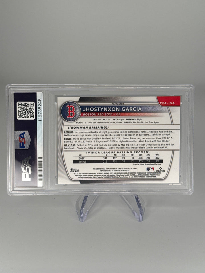 Jhostynxon Garcia 2025 Bowman Chrome 1st Refractor Auto, 123/499, PSA 10 Gem Mint