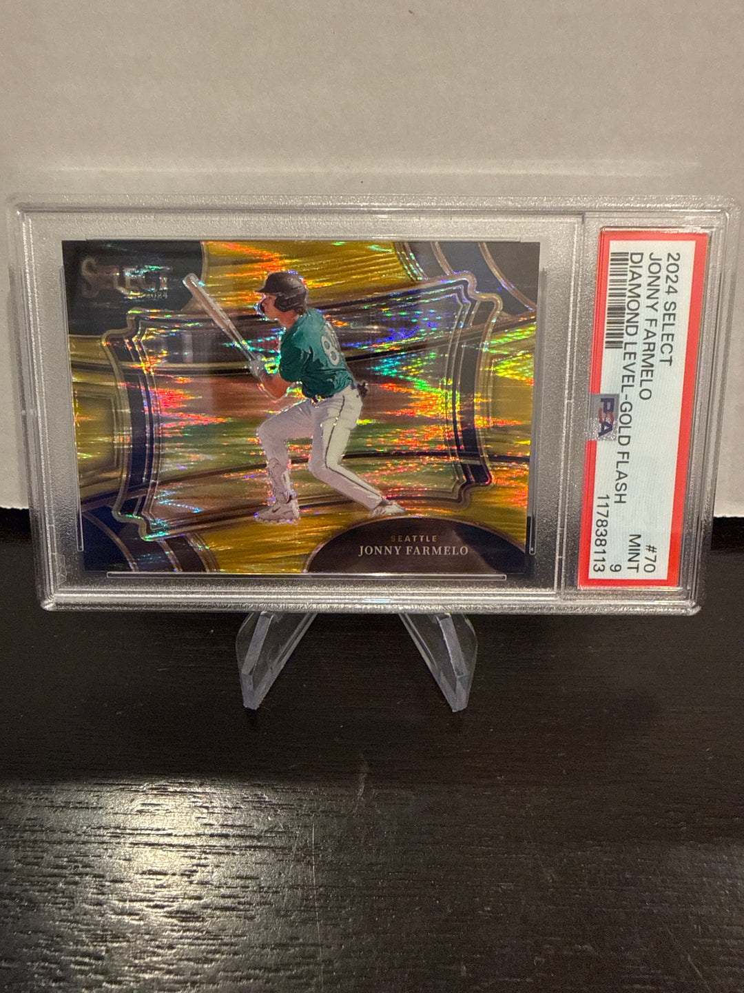 Jonny Farmelo 2024 Panini Select Diamond Level Gold Flash Prizm, 03/10, PSA 9 Mint