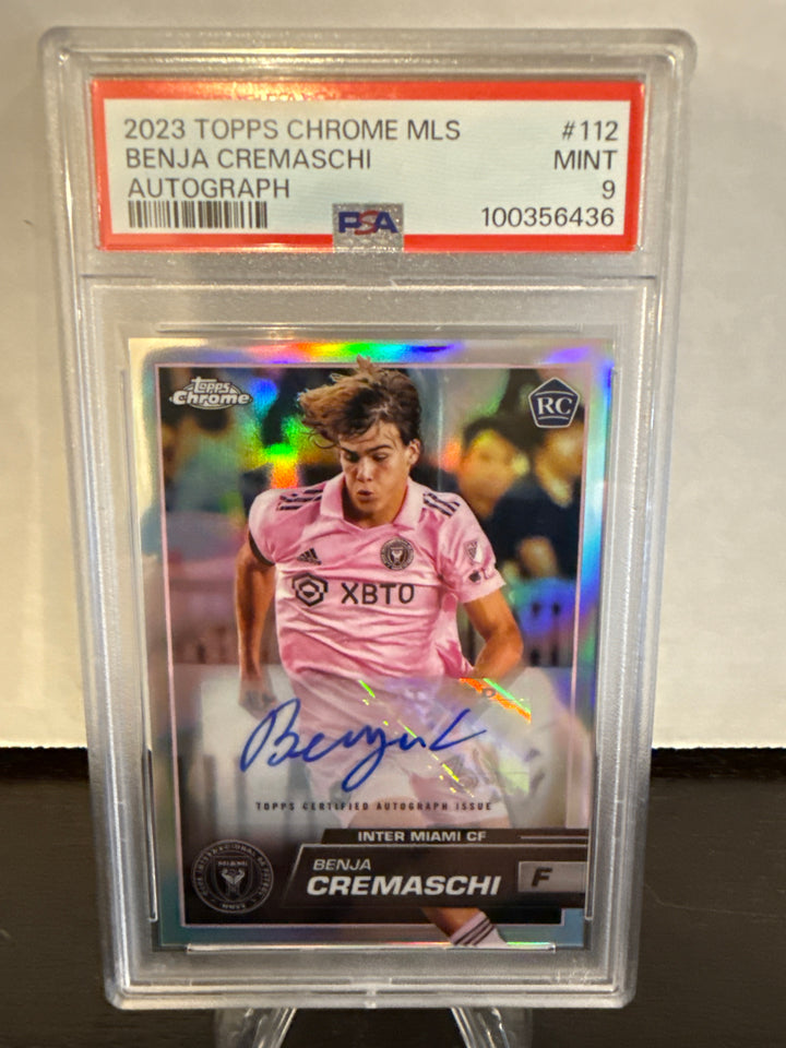 Benja Cremaschi 2023 Topps Chrome MLS Rookie Auto, PSA 9 Mint