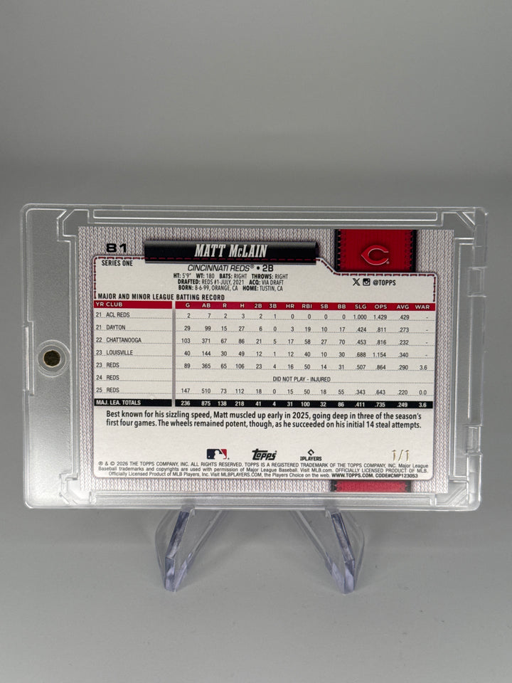 Matt McClain 2026 Topps Series One 1/1