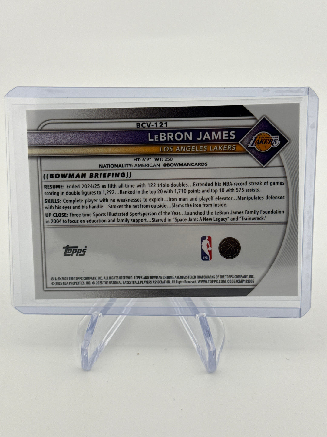 Lebron James 2025 Bowman Chrome Magenta Refractor, 052/275