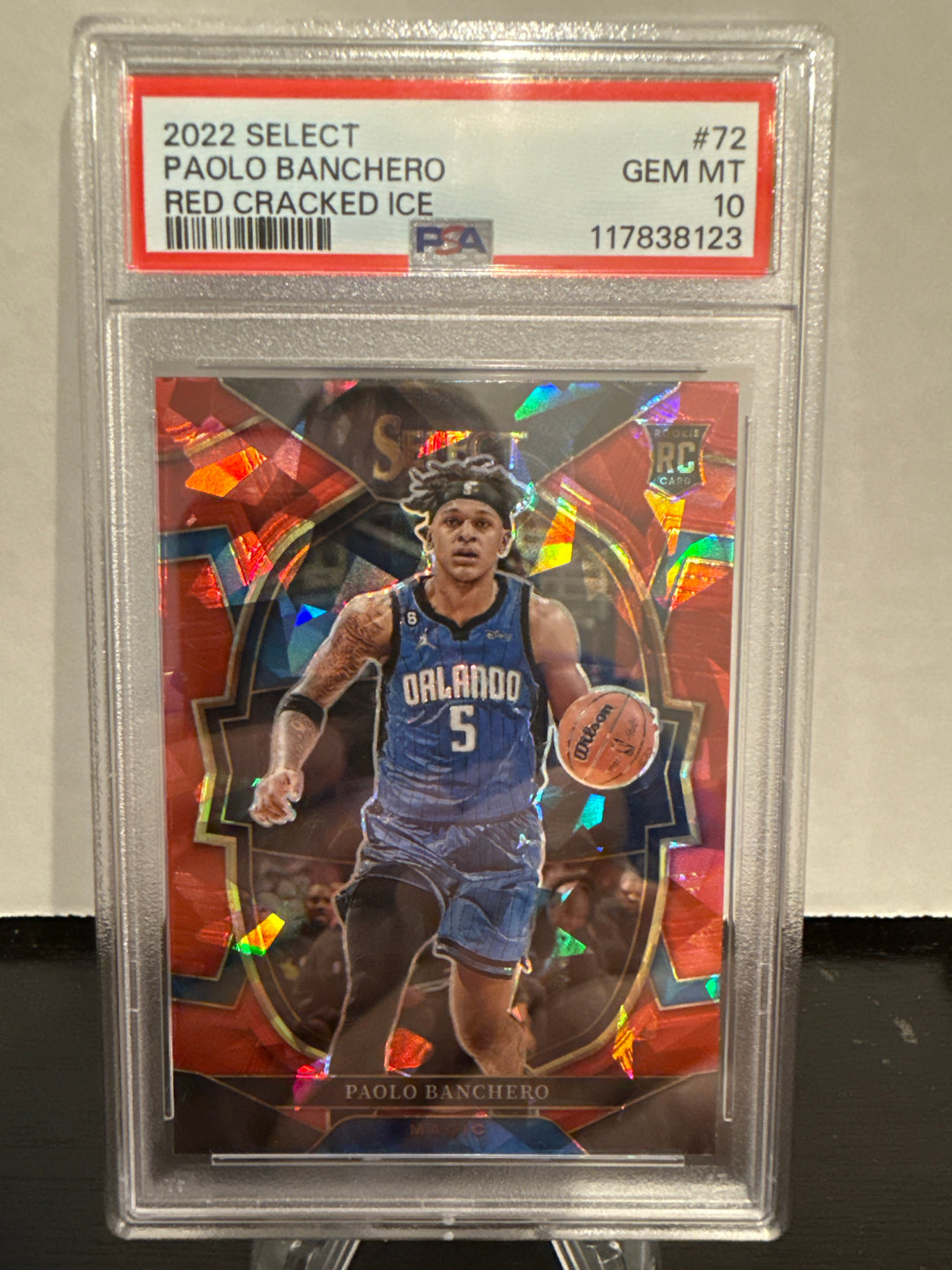 Paolo Banchero 2022 Panini Select Red Cracked Ice Rookie, PSA 10 Gem Mint