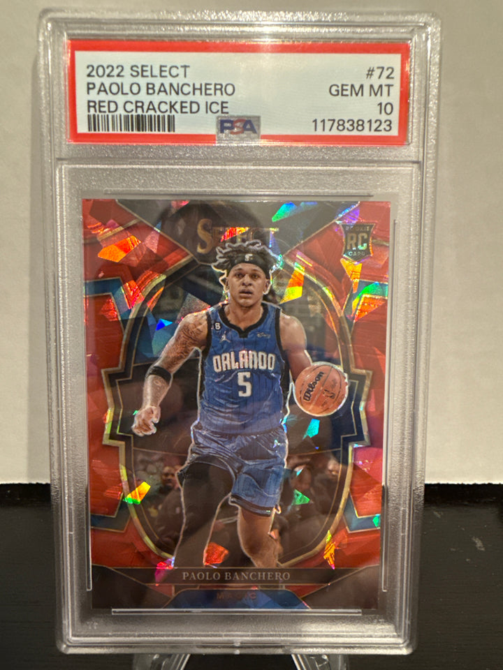 Paolo Banchero 2022 Panini Select Red Cracked Ice Rookie, PSA 10 Gem Mint