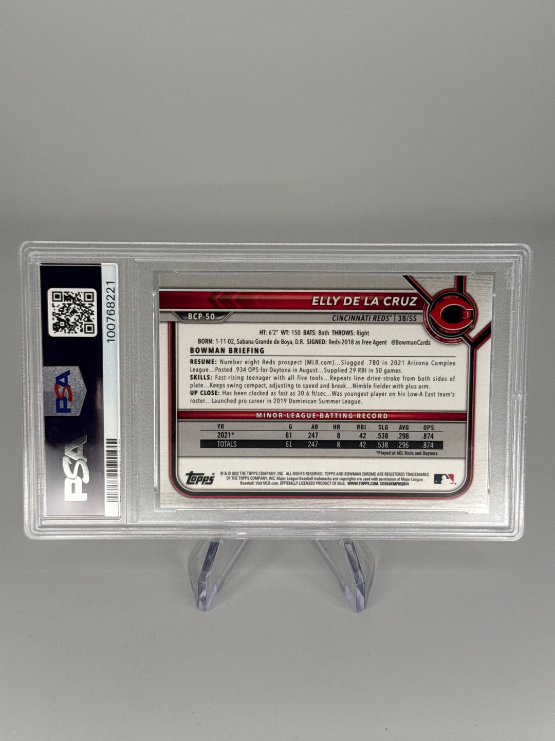 Elly De La Cruz 2022 Bowman Chrome Mega Box 1st, PSA 10 Gem Mint