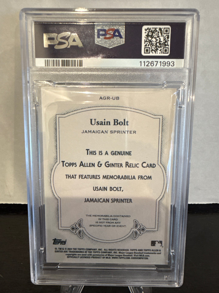 Usain Bolt 2024 Topps Allen & Ginter Player Worn Relic, PSA 10 Gem Mint