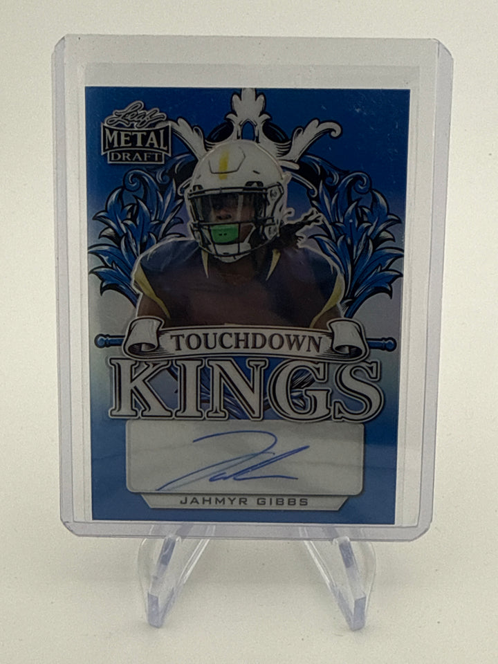 Jahmyr Gibbs 2022 Leaf Metal Draft Touchdown Kings Blue Rookie Auto, 29/30