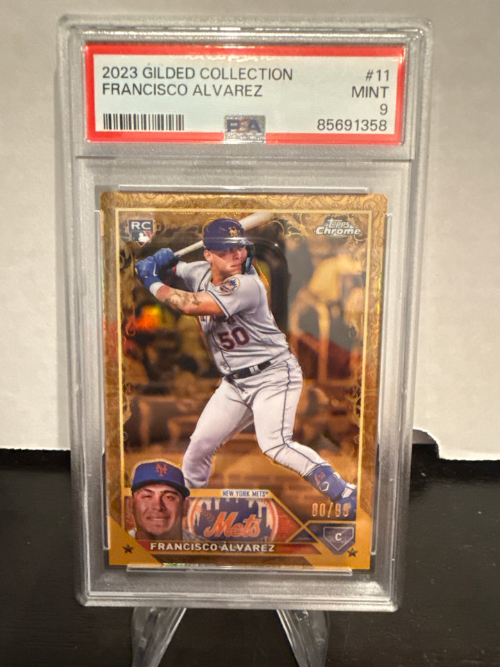 Francisco Alvarez 2023 Topps Gilded Collection Rookie, 80/99, PSA 9 Mint