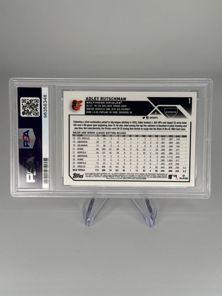 Adley Rutschman 2023 Topps Chrome Logofractor Green Rookie, 07/99, PSA 10 Gem Mint