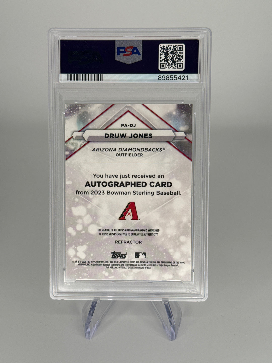 Druw Jones 2023 Bowman Sterling Prospect Refractor Auto, 086/150, PSA 10 Gem Mint