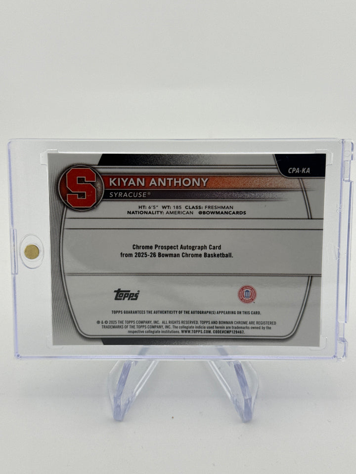Kiyan Anthony 2025 Bowman Chrome University Green Refractor 1st Auto, 93/99