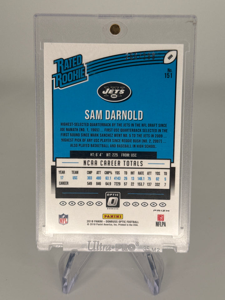 Sam Darnold 2019 Panini Donruss Optic Aqua Prizm Rated Rookie, 266/299