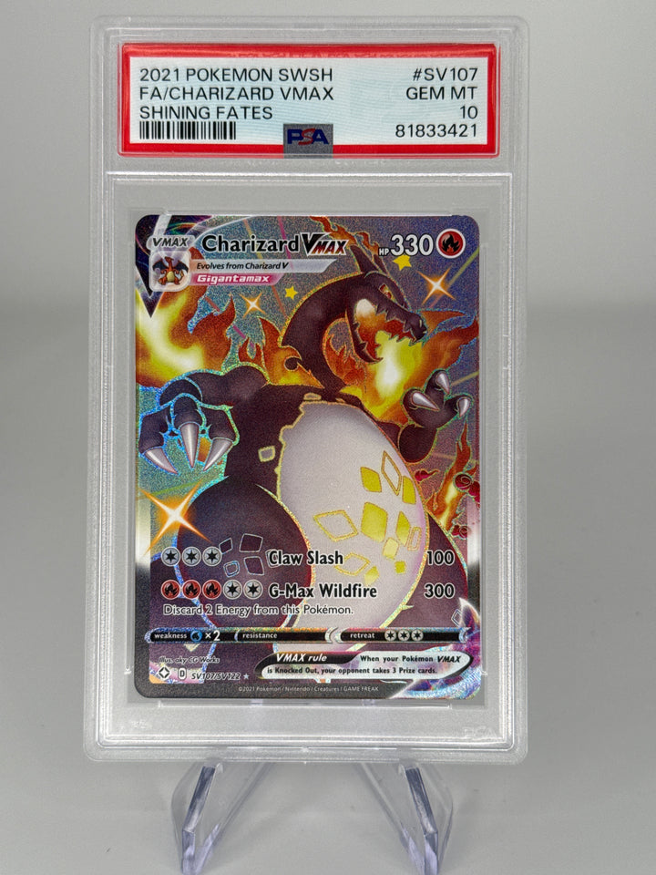 Pokémon TCG 2021 Charizard VMax Shining Fates Shiny Vault, SV107/SV122, PSA 10 Gem Mint