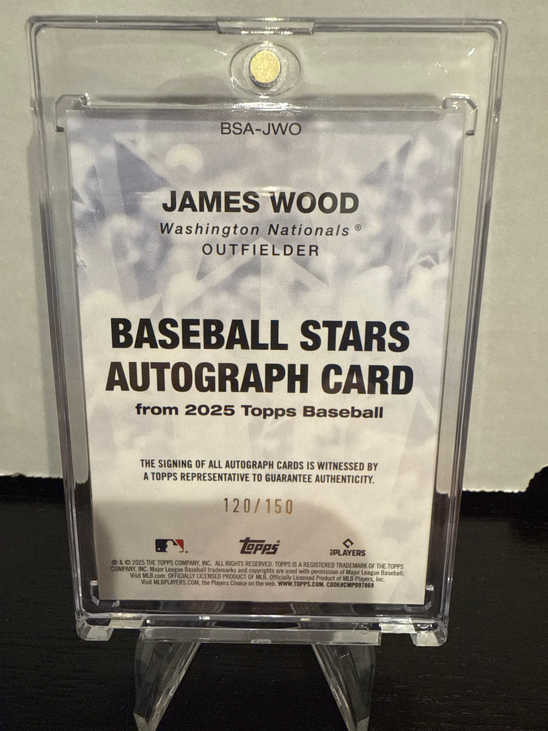 James Wood 2025 Topps Stars of Baseball Blue Rookie Auto, 120/150