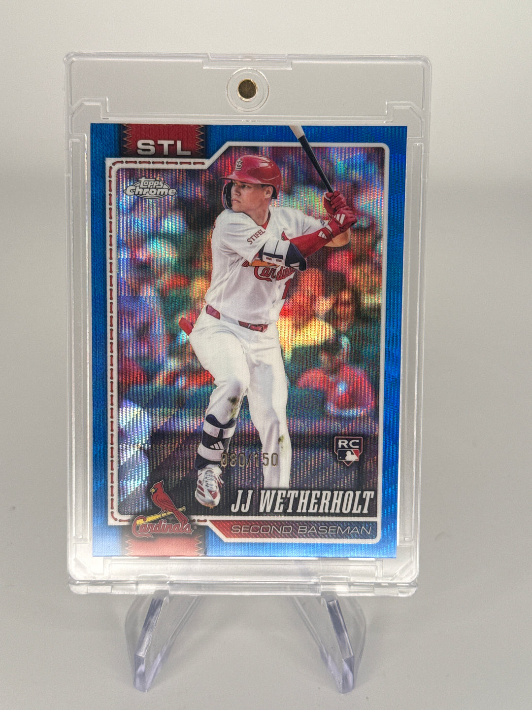 JJ Wetherholt 2026 Topps Chrome Blue Wave Refractor Rookie, 080/150