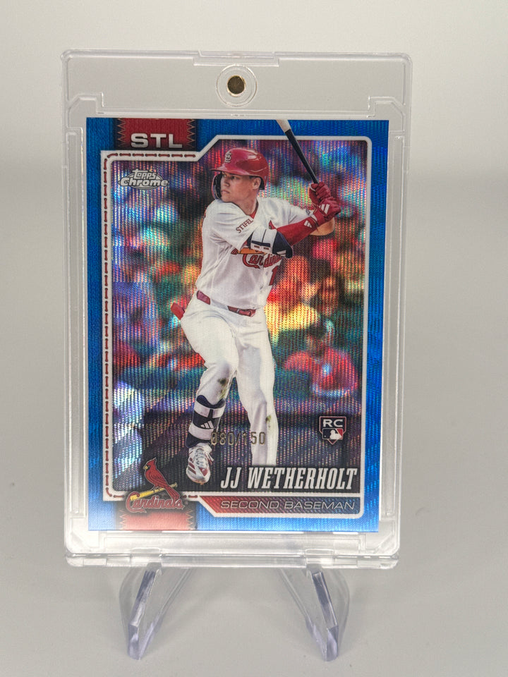 JJ Wetherholt 2026 Topps Chrome Blue Wave Refractor Rookie, 080/150