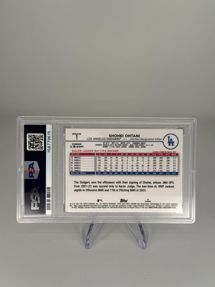 Shohei Ohtani 2024 Topps Chrome Refractor, PSA 10 Gem Mint