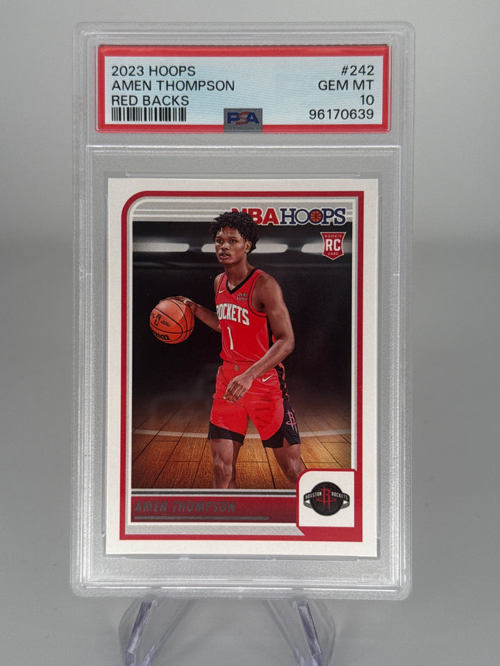 Amen Thompson 2023 Panini NBA Hoops Red Backs Rookie, PSA 10 Gem Mint