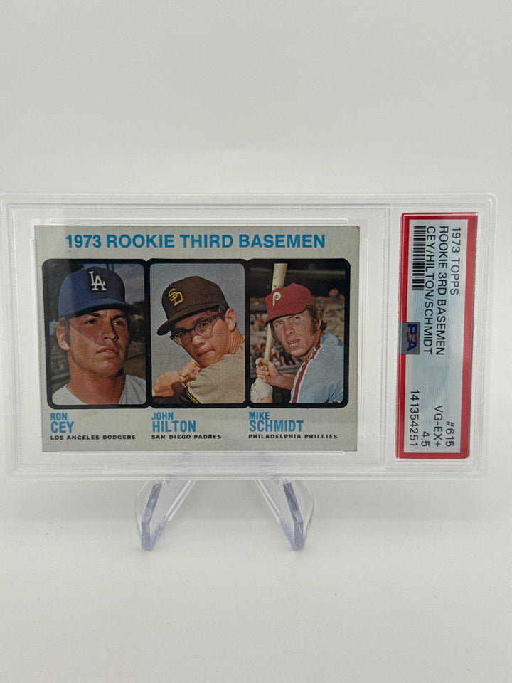Ron Cey/John Hilton/Mike Schmidt 1973 Topps Rookie Third Baseman, PSA 4.5