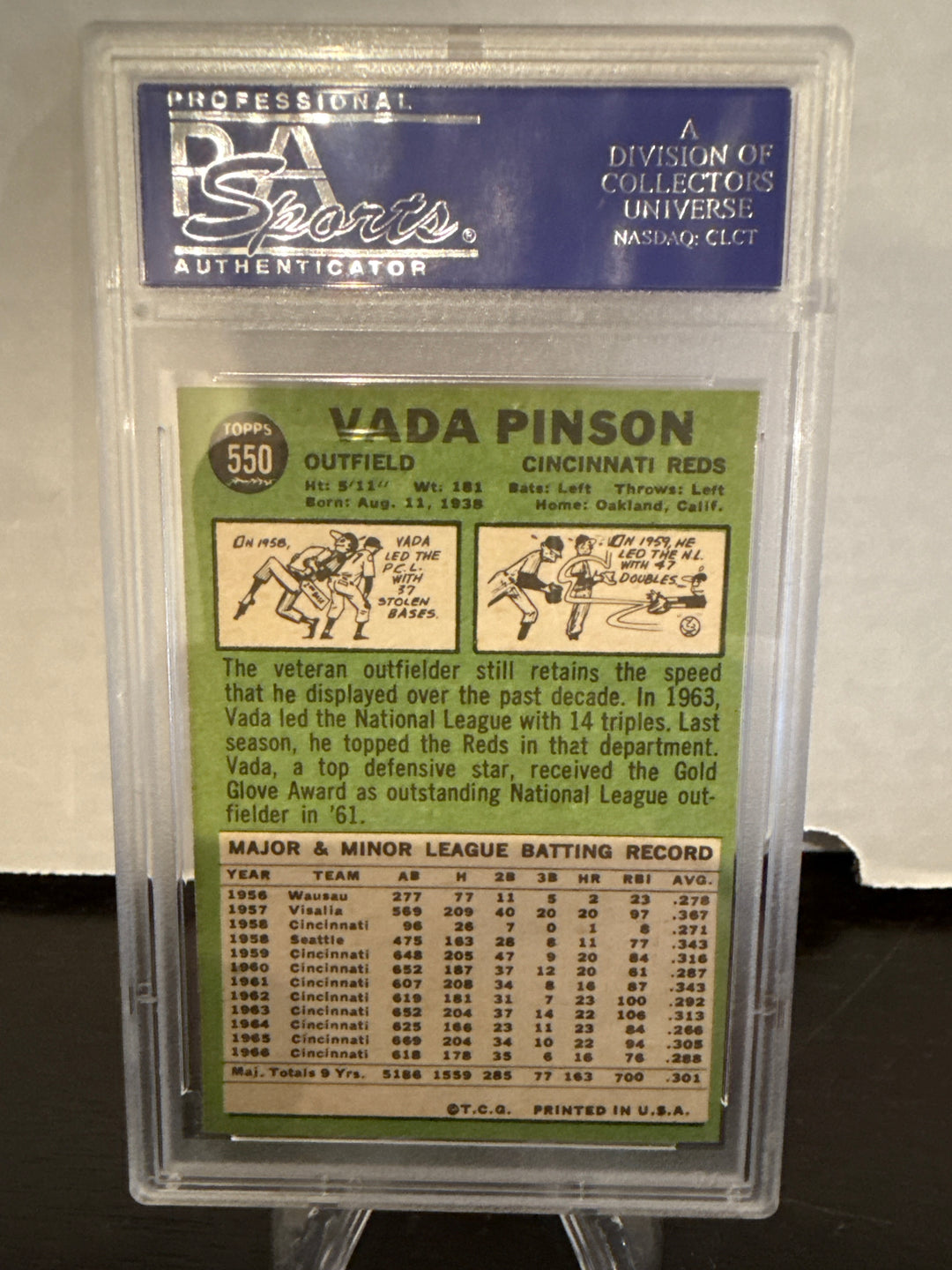 Vada Pinson 1967 Topps, PSA 8