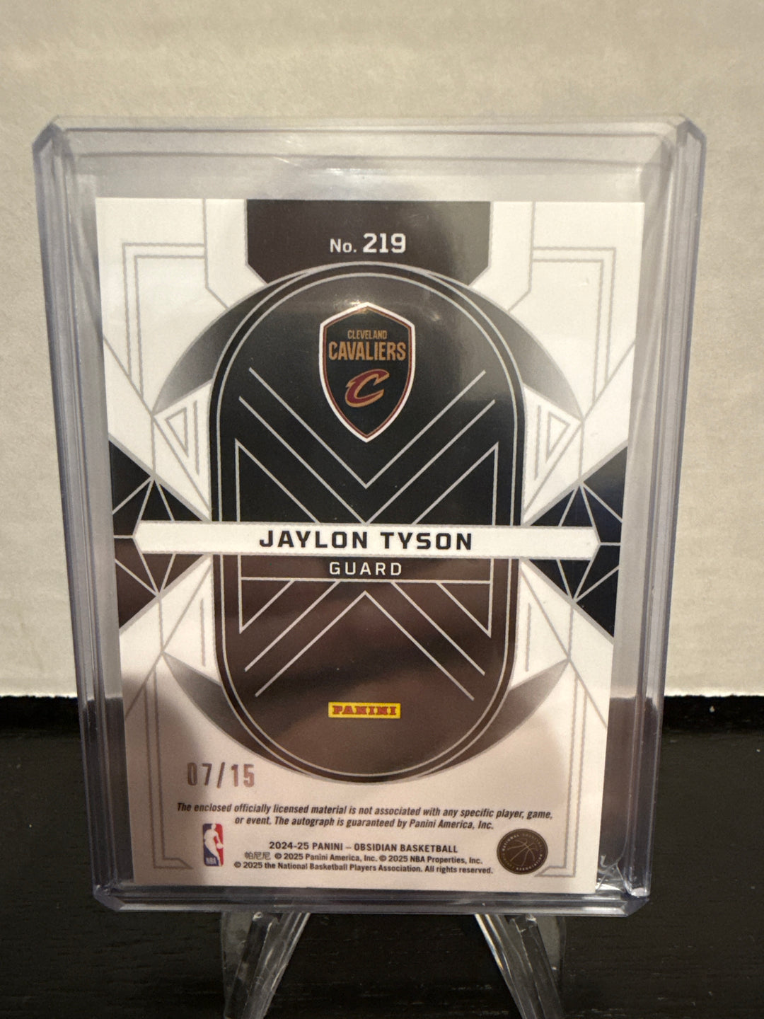 Jaylon Tyson 2024 Panini Obsidian Rookie Patch Auto, 07/15