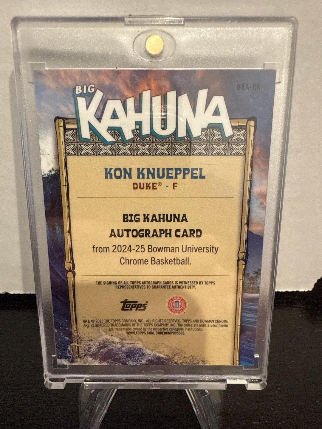 Kon Knueppel 2025 Bowman Chrome University Big Kahuna SSP Auto