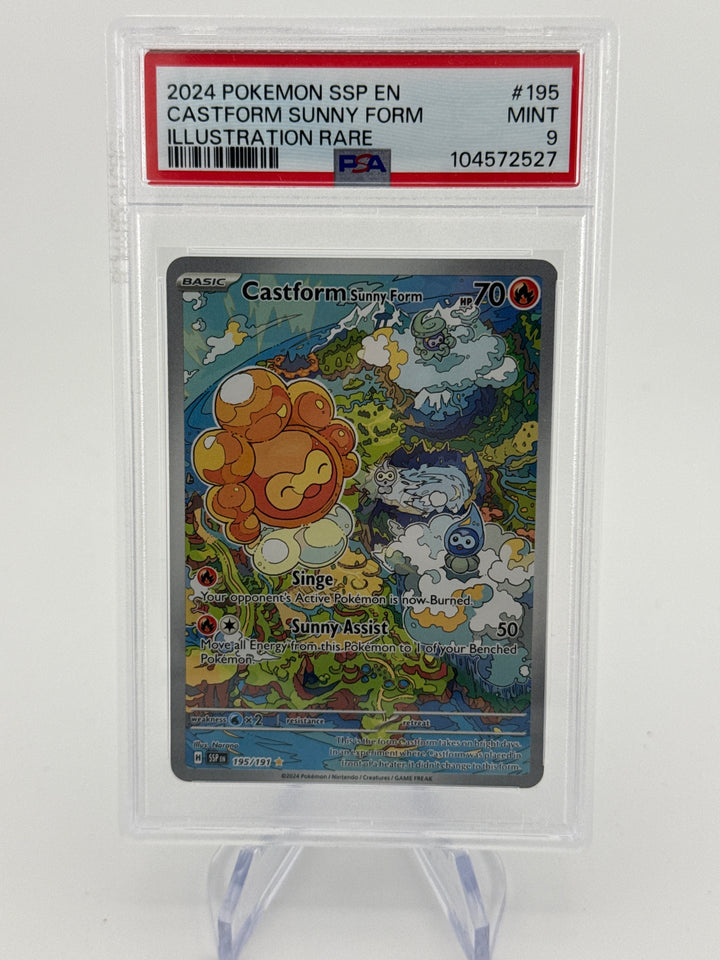 Pokemon TCG 2024 Castform Sunny Form Surging Sparks Special Illustration Rare, 195/191, PSA 9 Mint