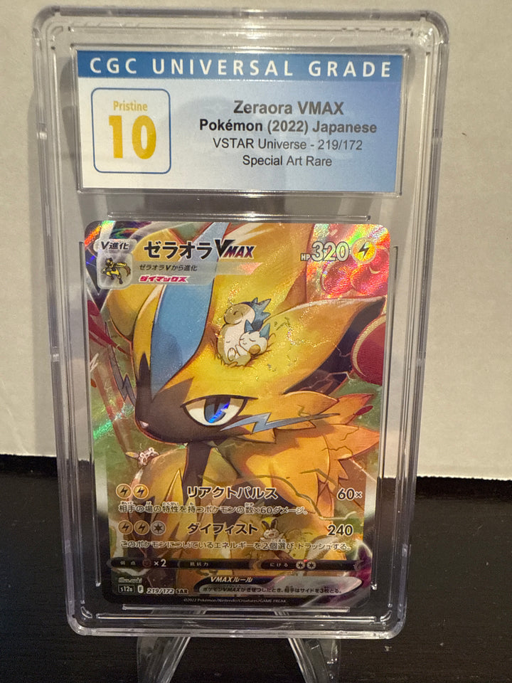 Pokemon TCG 2022 Zeraora VMax VStar Universe Special Art Rare, 219/172, CGC 10 Pristine