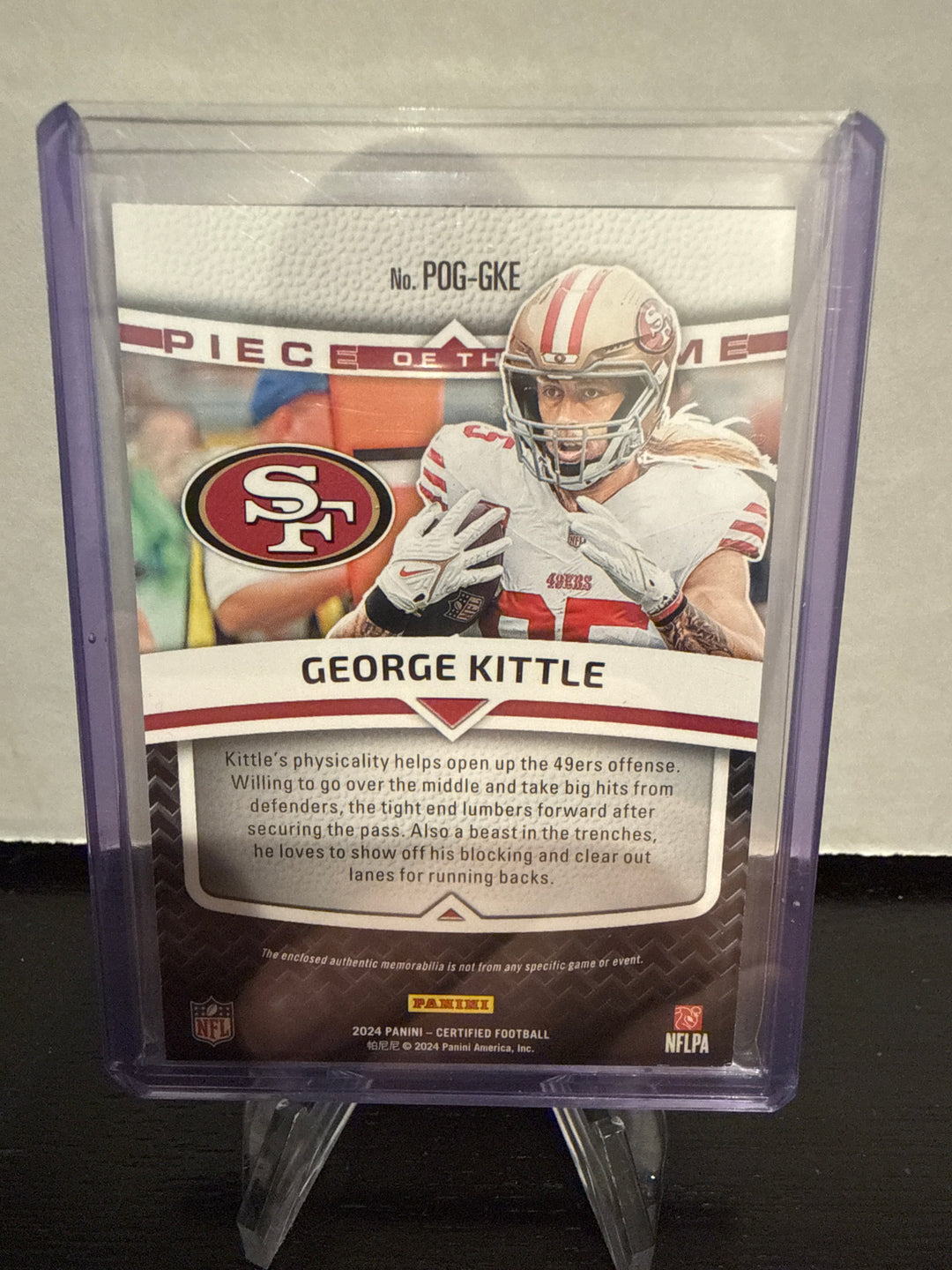 George Kittle 2024 Panini Certified Piece of the Game Teal, 37/50