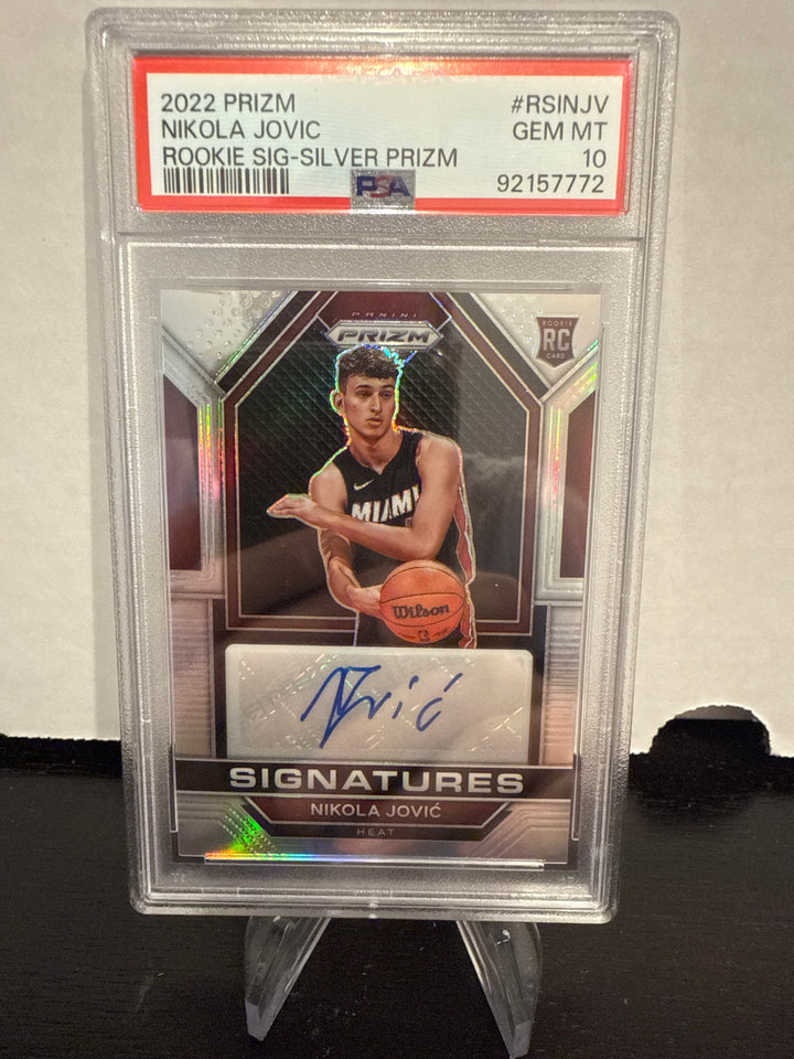 Nikola Jovic 2022 Panini Prizm Silver Prizm Rookie Auto, PSA 10 Gem Mint