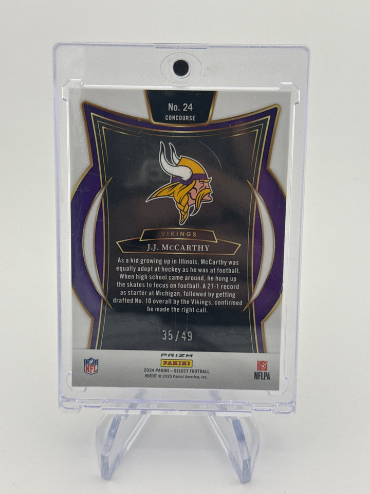 J.J. McCarthy 2024 Panini Select Red Disco Rookie, 35/49