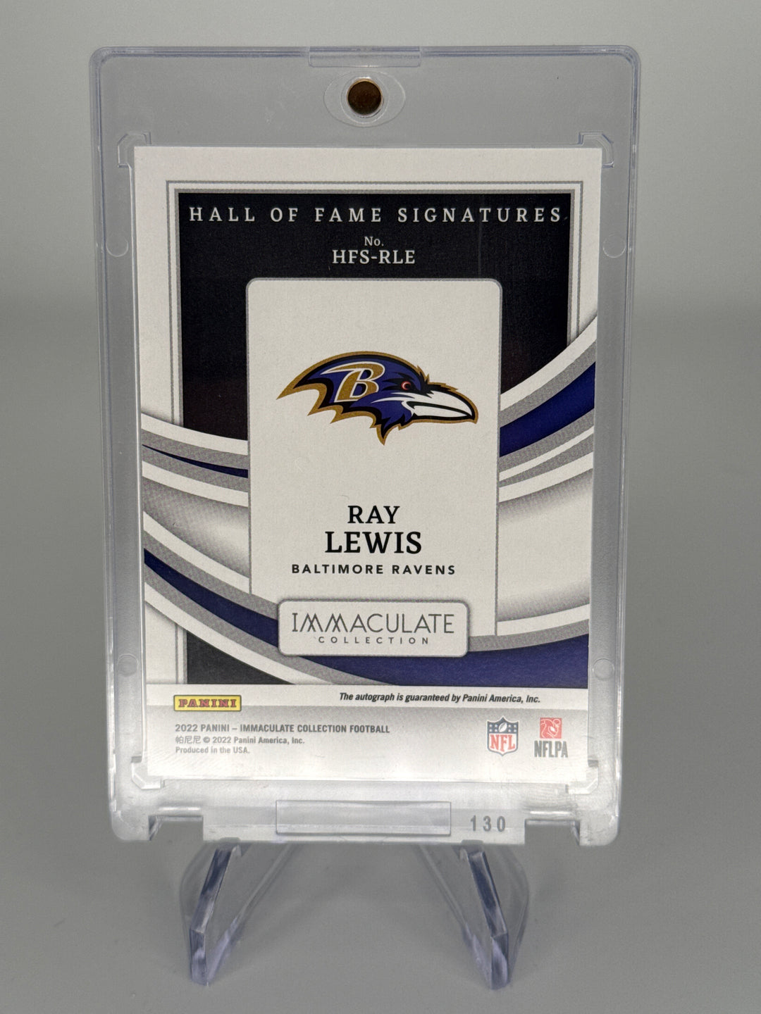 Ray Lewis 2022 Panini Immaculate Hall of Fame Signatures, 08/25