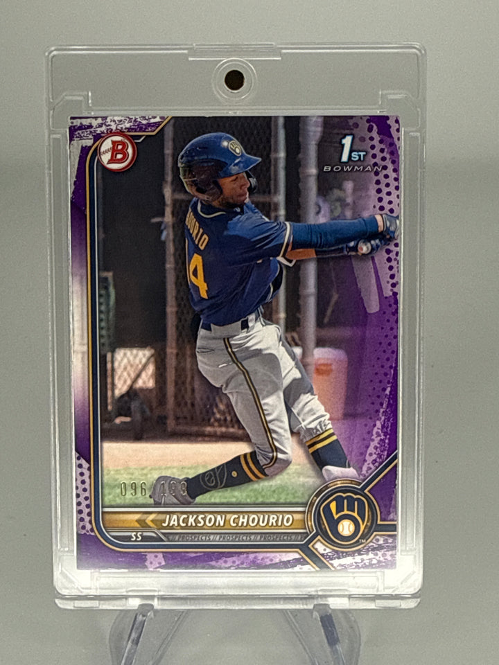 Jackson Chourio 2022 Bowman Purple Pattern Paper 1st, 096/199