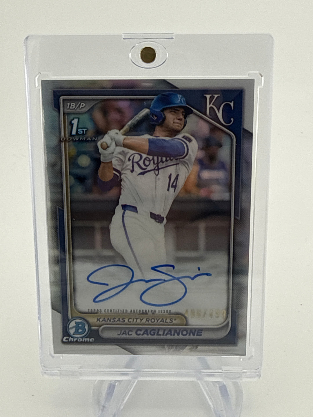 Jac Caglianone 2024 Bowman Chrome Draft Prospect Refractor Auto, 486/499