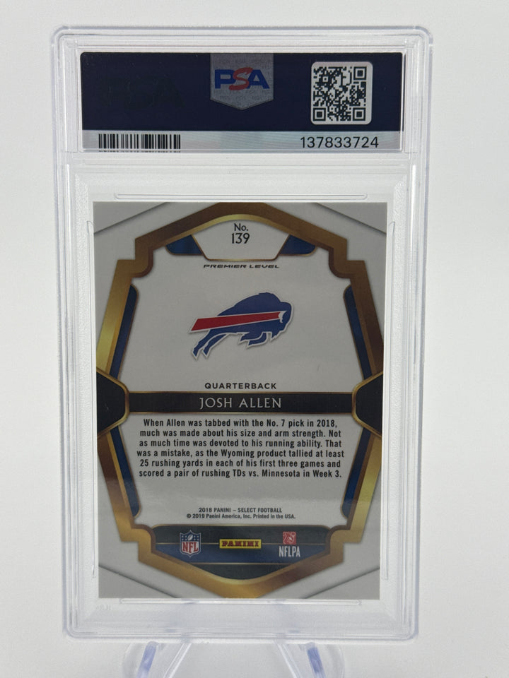 Josh Allen 2018 Panini Select Premier Level Rookie, PSA 10 Gem Mint