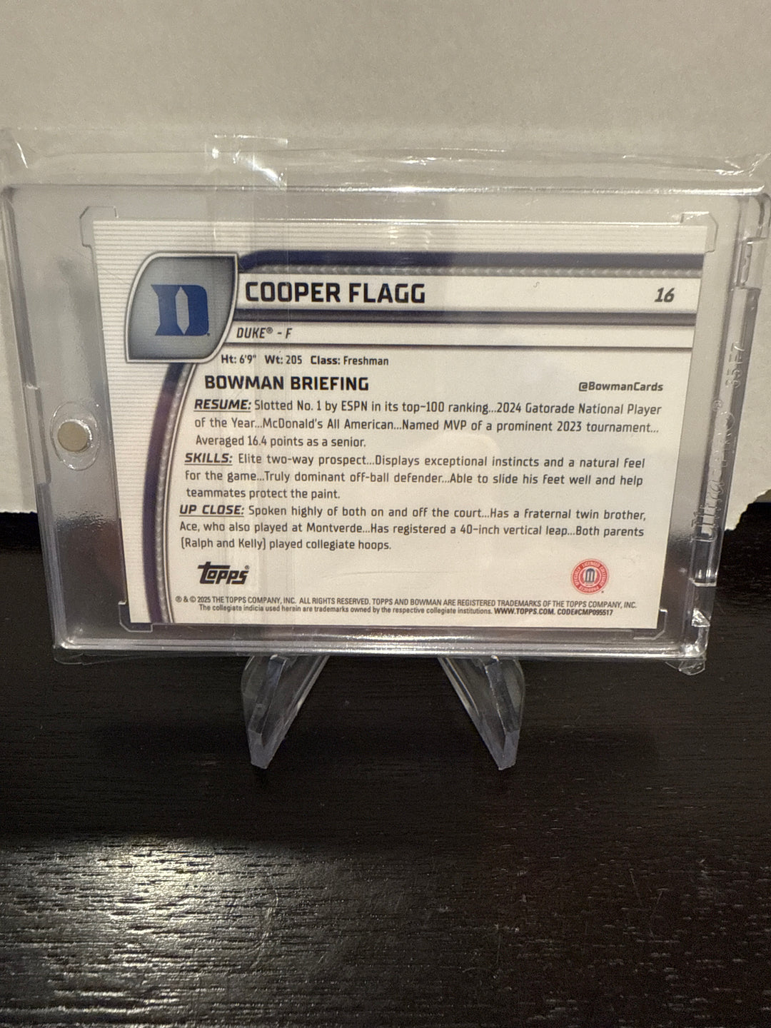 Cooper Flagg 2024 Bowman Chrome University 1st Bowman Black Wave Refractor
