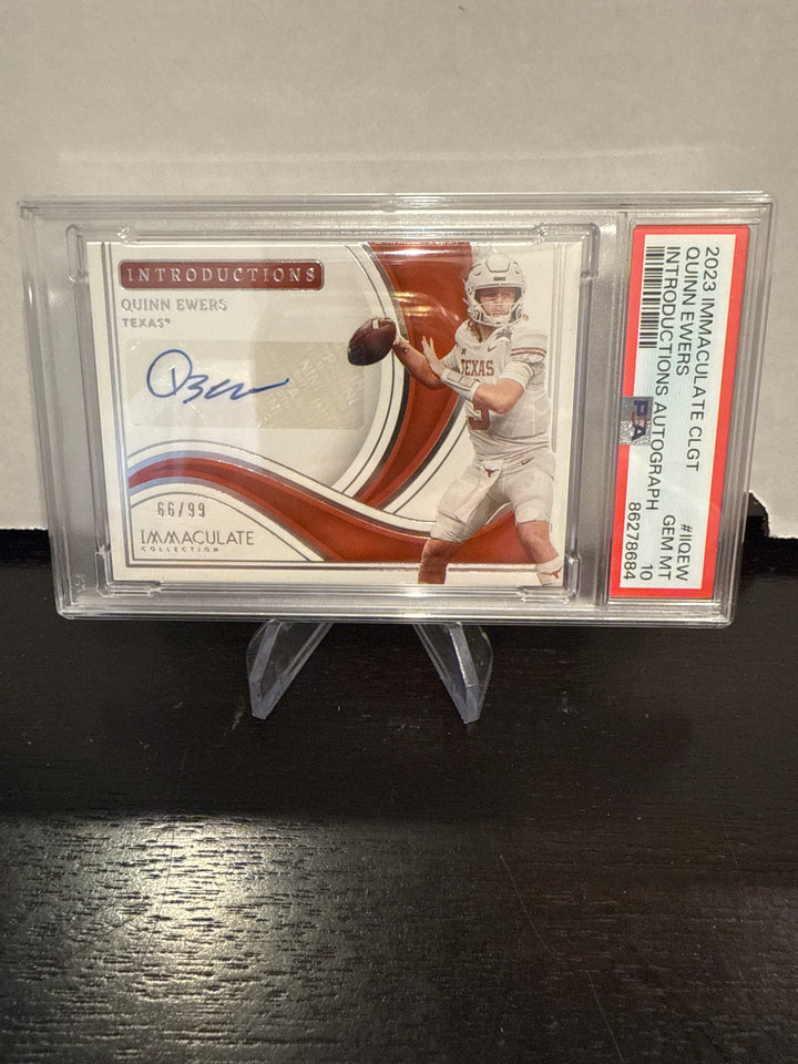 Quinn Ewers 2023 Panini Immaculate Collegiate Introductions Auto, 66/99, PSA 10 Gem Mint