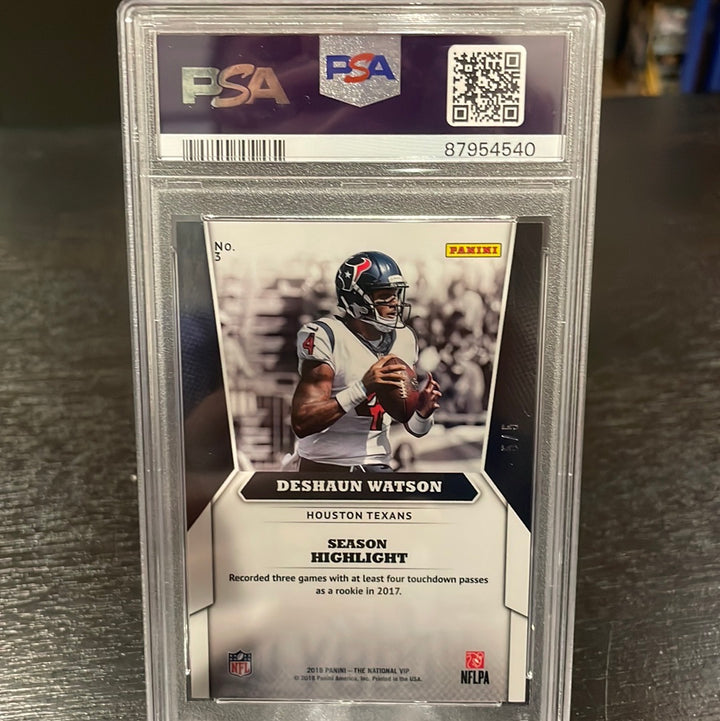 Deshaun Watson 2018 Panini National VIP Green, 5/5, PSA 8