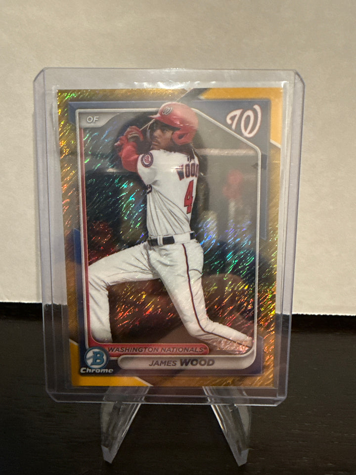 James Wood 2024 Bowman Chrome Prospects Yellow Shimmer Refractor, 11/50