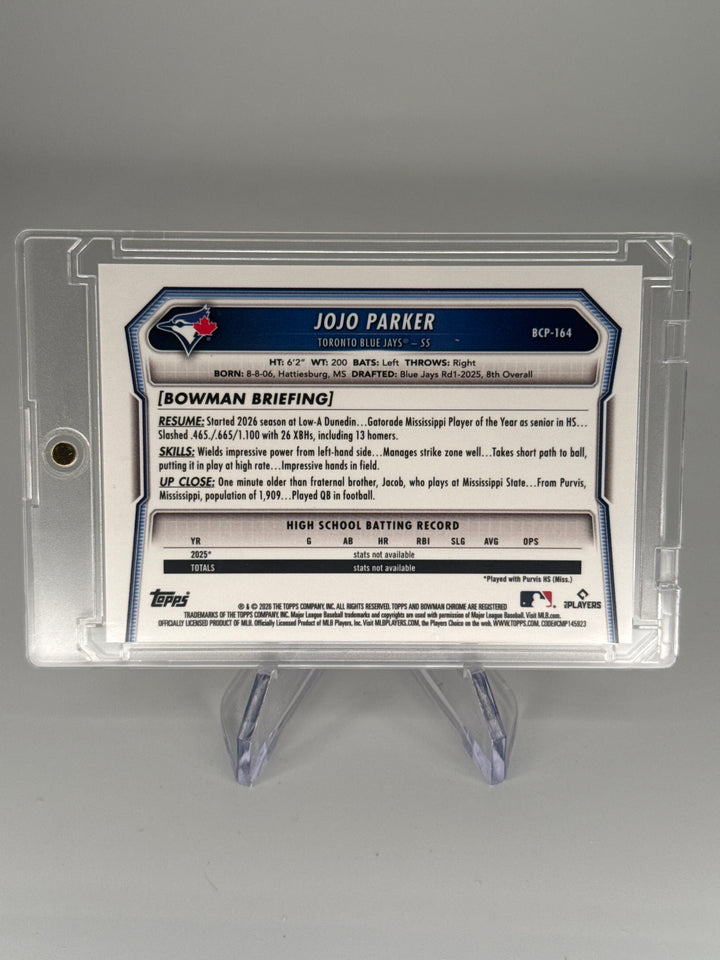 Jojo Parker 2026 Bowman Chrome Orange Geometric Refactor, 11/25