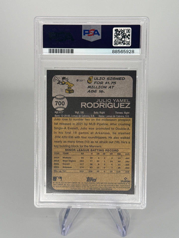 Julio Rodriguez 2022 Topps Heritage Chrome Hot Box Refractor Rookie, PSA 10 Gem Mint