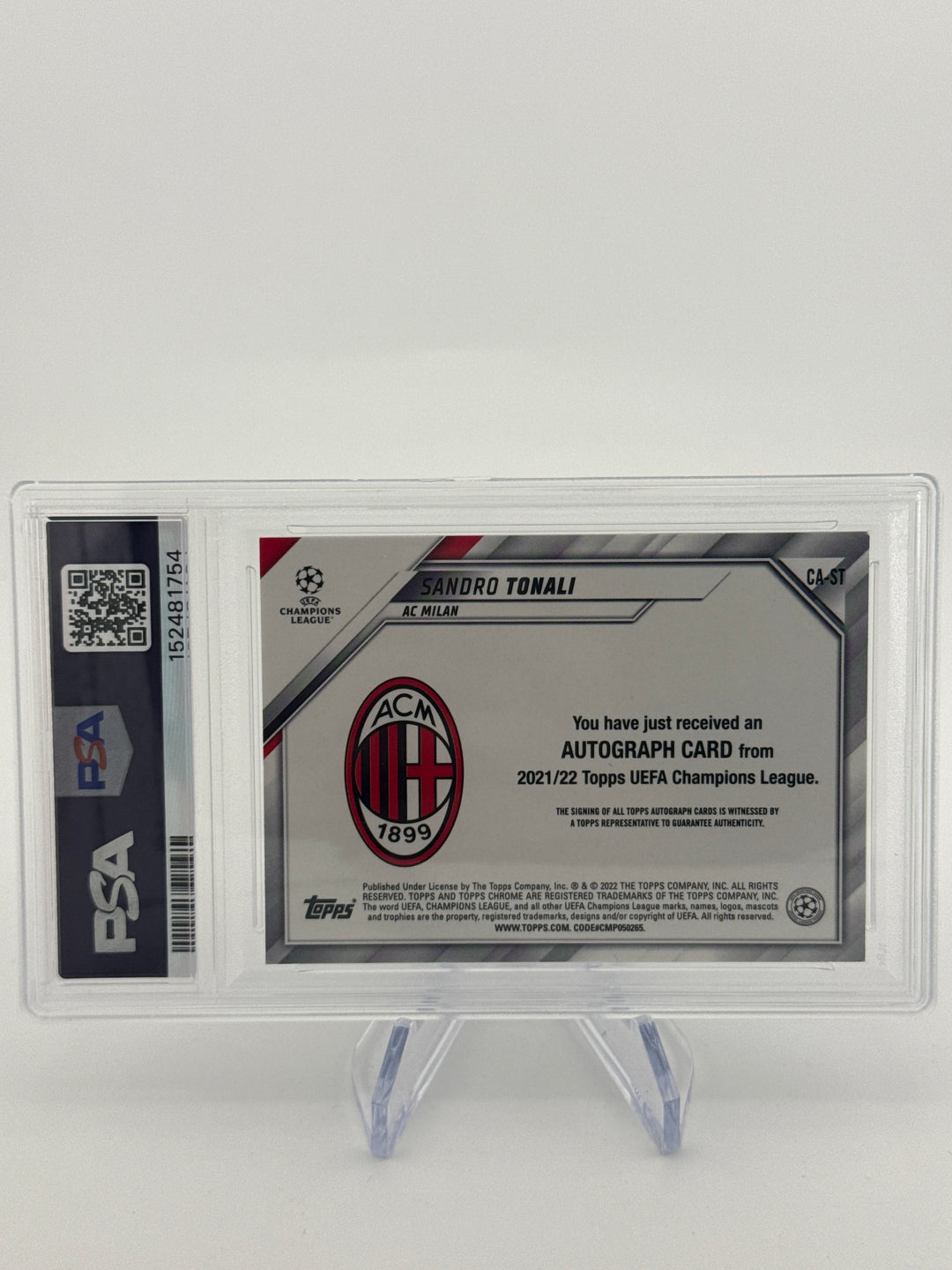 Sandro Tonali 2021-2022 Topps Chrome Champions League Black & White Raywave Refractor Auto, PSA 9 Mint