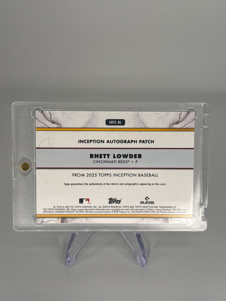 Rhett Lowder 2025 Topps Inception Aqua Rookie Patch Auto, 27/75