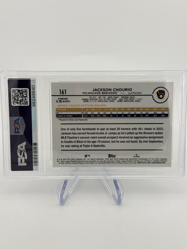 Jackson Chourio 2024 Topps Chrome Variation Rookie, PSA 10 Gem Mint