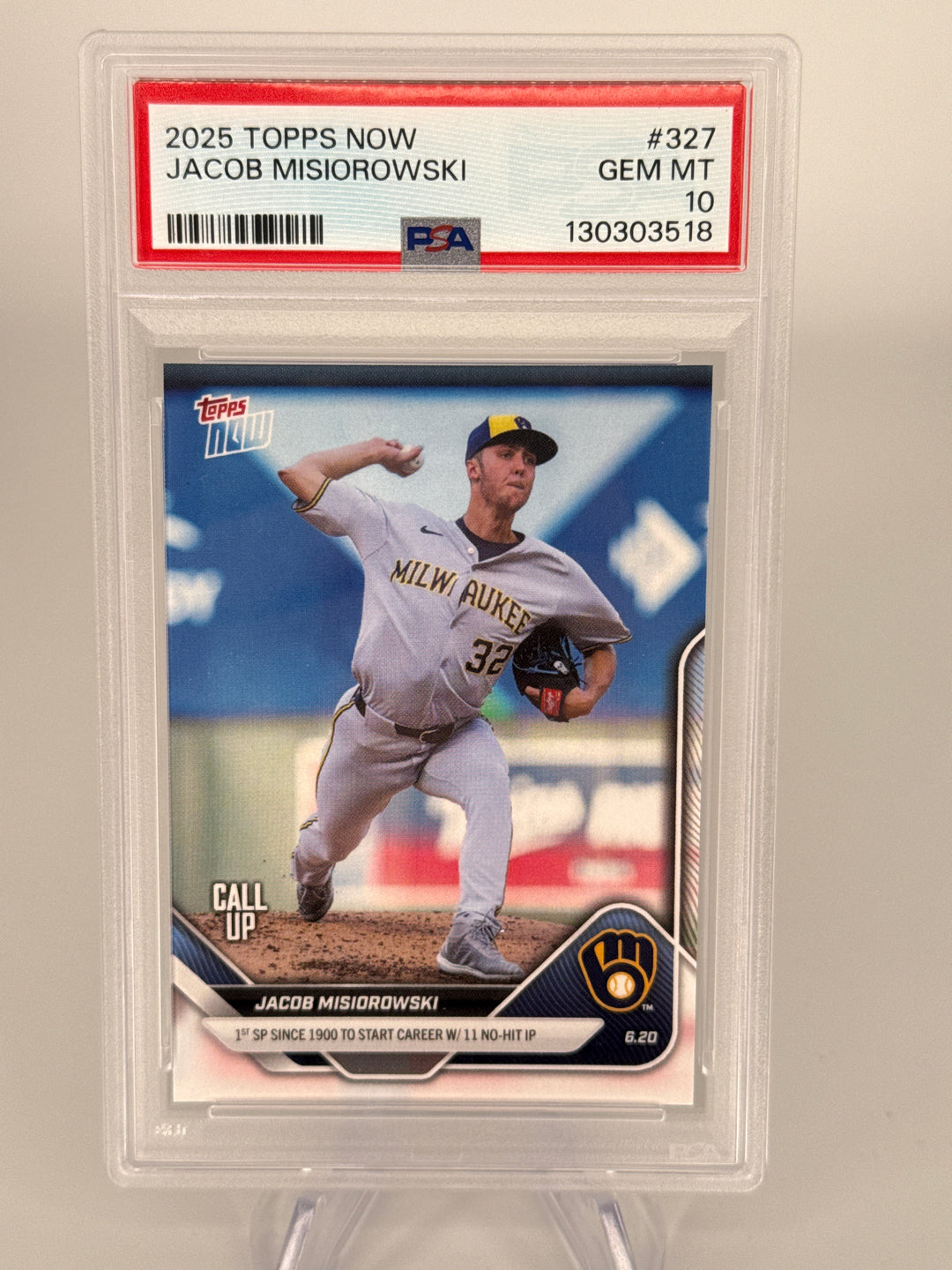 Jacob Misiorowski 2025 Topps Now Rookie, PSA 10 Gem Mint