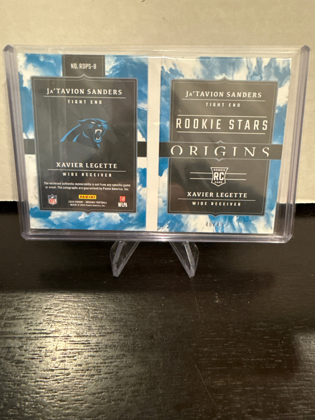 Ja'tavion Sanders/Xavier Legette 2024 Panini Origins Rookie Patch Auto Booklet Dual, 48/49