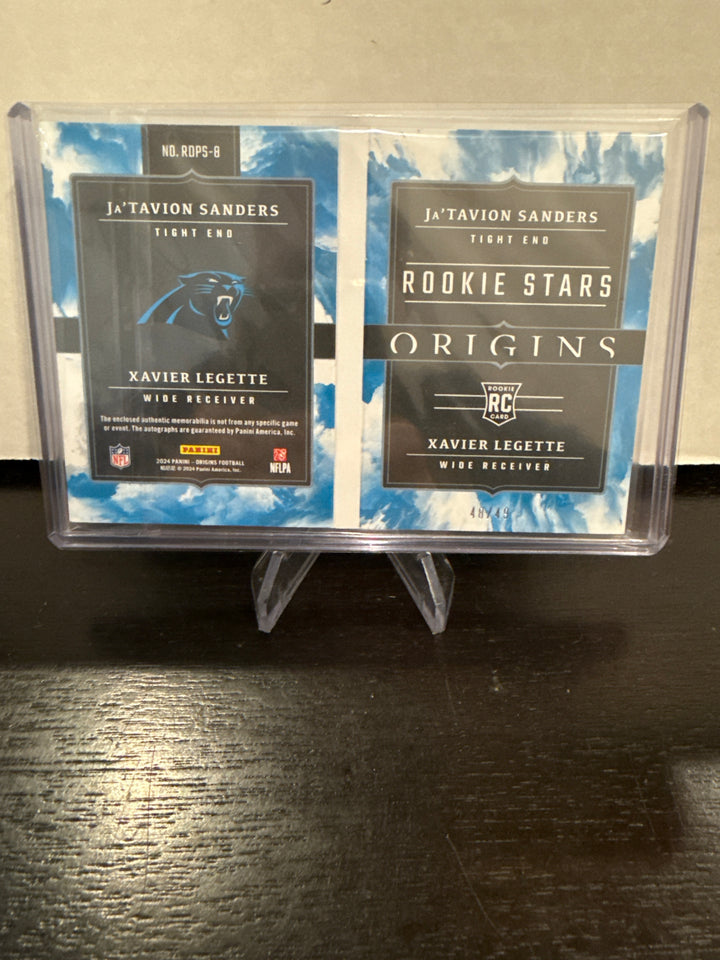 Ja'tavion Sanders/Xavier Legette 2024 Panini Origins Rookie Patch Auto Booklet Dual, 48/49