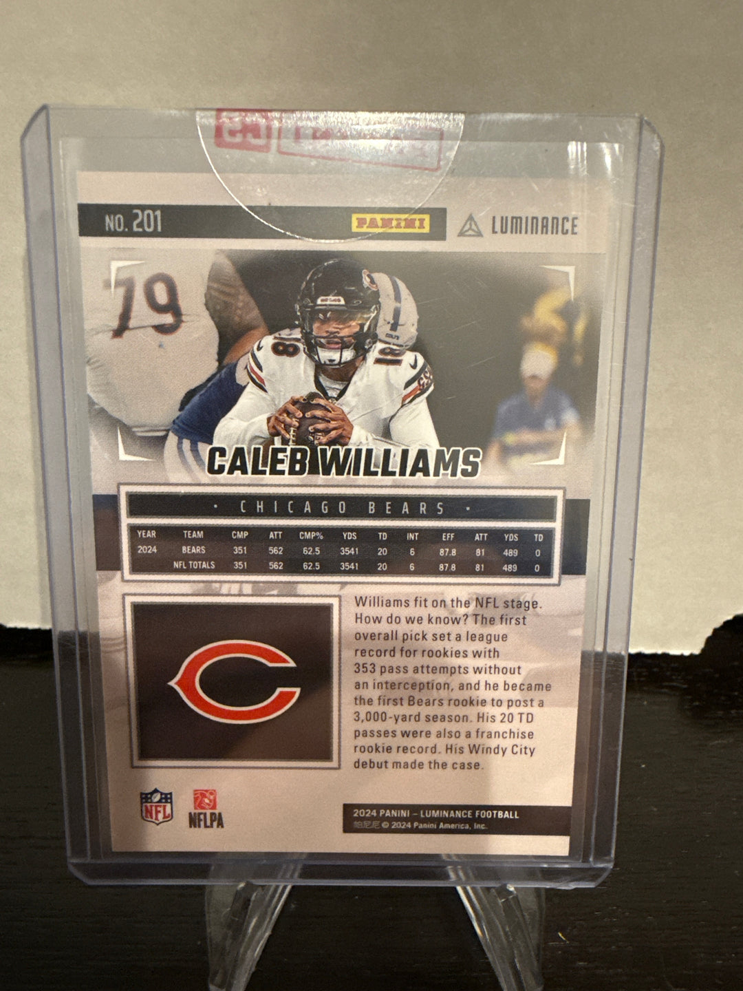 Caleb Williams 2024 Panini Luminance SSP Mystery Redemption Rookie